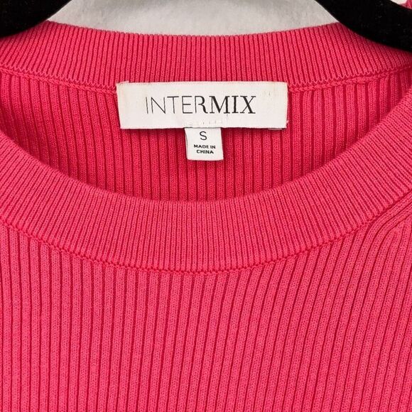 Intermix Pink Knitted Short Sleeve Cropped Top Size Small - Picture 2 of 5